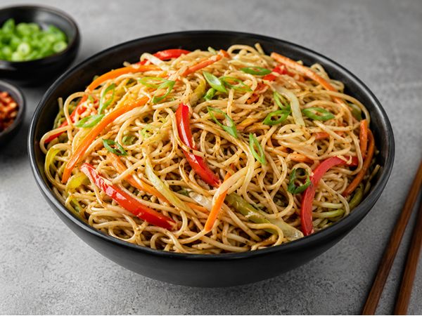 Hakka Noodles - Indo-Chinese style wok tossed noodles with crunchy vegetables