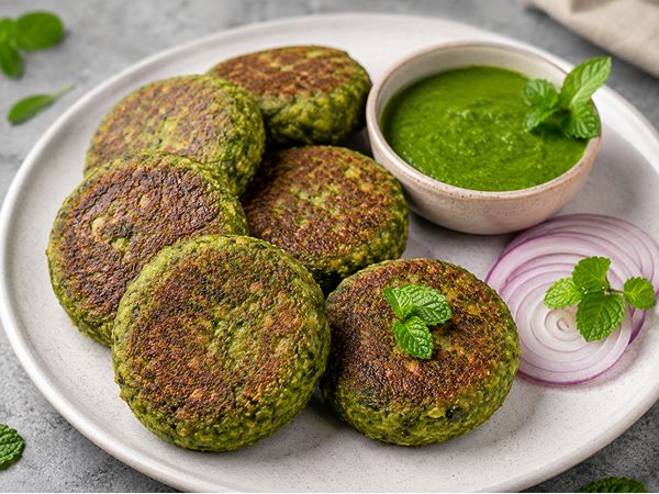 Hara Bhara Kebab - Spiced spinach and green pea patties