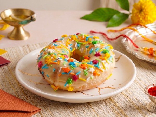 Nutty Stars Doughnut from Krispy Kreme Rakhi special collection with peanut cream and star toppings