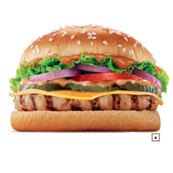 Grill Chicken Whopper Deluxe With Cheese Slice.